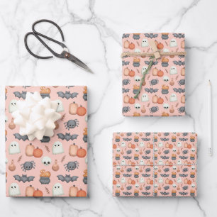 Schattige vleermuizen en spinnen Halloween Inpakpapier Vel