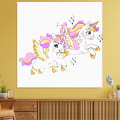 Schattige vliegende eenhoorns canvas afdruk (Insitu (Woonkamer))