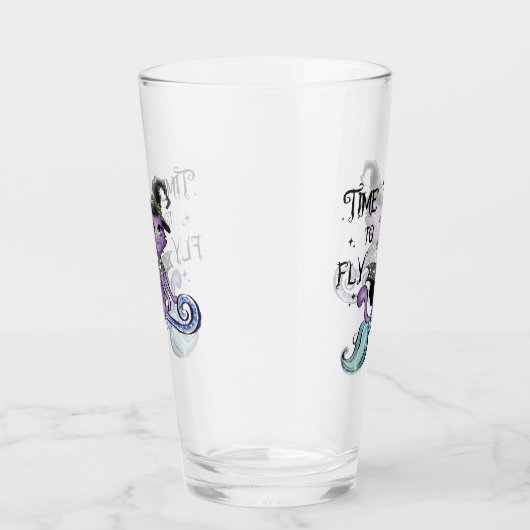 Schattige Vliegende Heksenkat | Tijd om te Vliegen Glas (Rechts)