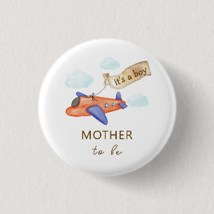 Schattige Vlieger Vliegtuig Moeder Wordt Baby Borr Ronde Button 3,2 Cm