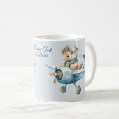 Schattige Vliegtuig Happy Blue Beer Pilot Elegant Koffiemok (Voorkant rechts)