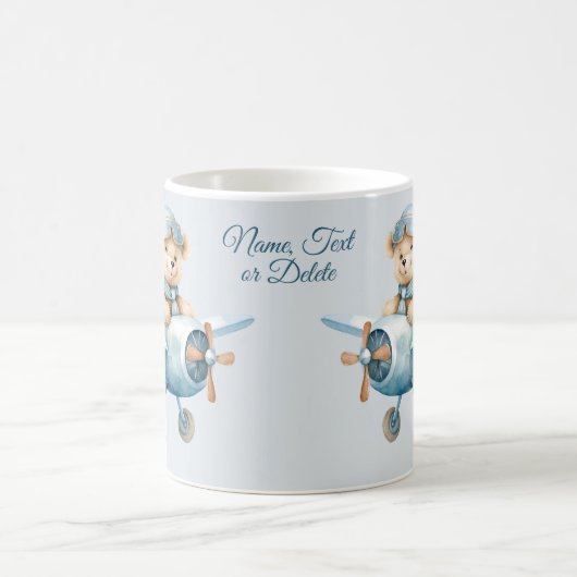 Schattige Vliegtuig Happy Blue Beer Pilot Elegant Koffiemok (Center)