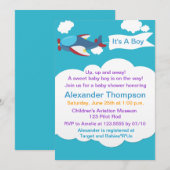 Schattige Vliegtuig Jongen Baby shower Uitnodiging (Voorkant / Achterkant)