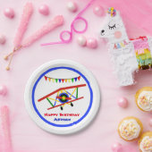 Schattige Vliegtuig Jongen Verjaardagsfeestje Papieren Bordje (Feest)