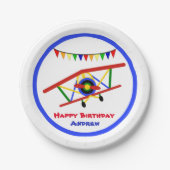 Schattige Vliegtuig Jongen Verjaardagsfeestje Papieren Bordje (Voorkant)