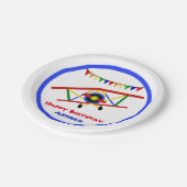 Schattige Vliegtuig Jongen Verjaardagsfeestje Papieren Bordje (Gekanteld)