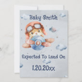 Schattige vliegtuig landingszwangerschap aankondiging (Voorkant)