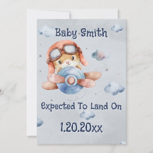 Schattige vliegtuig landingszwangerschap aankondiging (Voorkant)