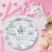 Schattige vliegtuig teddybeer baby shower papier b papieren bordje (Feest)