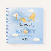 Schattige vliegtuig, wolken en sterren, Baby showe Notitieboek (Voorkant)