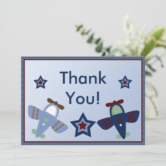 Schattige vliegtuigen/Aviator Hartelijk dank Bedankkaart (Staand voorkant)