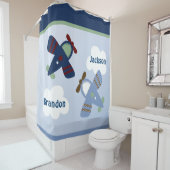 Schattige vliegtuigen/zoomen langs het Kind-douche Douchegordijn (In situ)