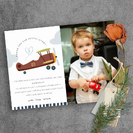 Schattige vliegtuigwolk hartkinderen foto verjaard bedankkaart