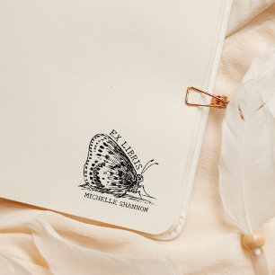 Schattige vlinder ex libris boek rubberstempel