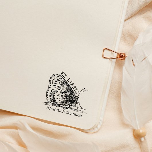 Schattige vlinder ex libris boek rubberstempel