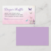 Schattige Vlinder meisje baby shower luier loterij Informatiekaartje (Voorkant / Achterkant)