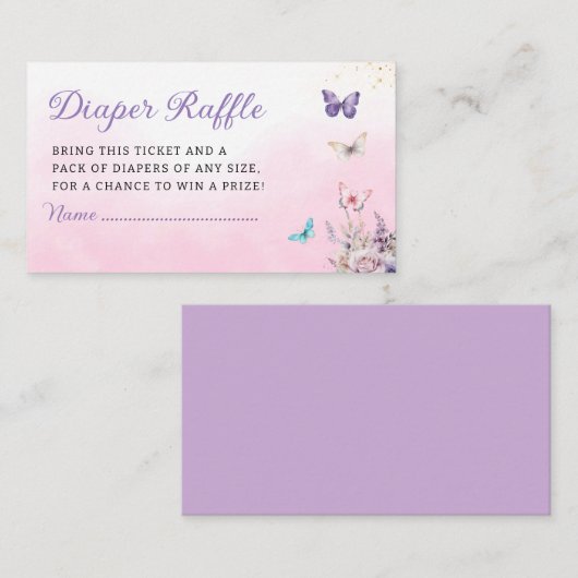 Schattige Vlinder meisje baby shower luier loterij Informatiekaartje (Voorkant / Achterkant)