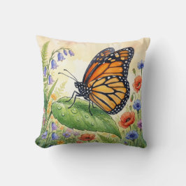 Schattige Vlinder Op Een Blad Kleine Insecten  Kussen