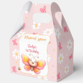 Schattige Vlinder Roze Bloemen Meisje 1e Verjaarda Bedankdoosjes (Voorkant)