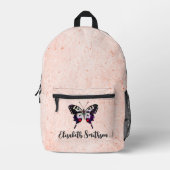 Schattige  vlinder Voeg Jouw naam pastel roze Bedrukte Rugzak (Voorkant)