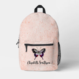 Schattige  vlinder Voeg Jouw naam pastel roze Bedrukte Rugzak