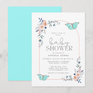 Schattige Vlinder Whimsical Meisje Baby Shower Kaart