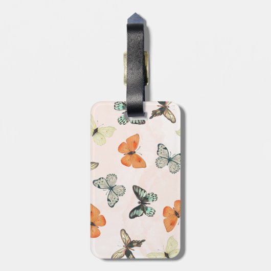 Schattige vlinderpatroon Bagagelabel (Achterkant verticaal)