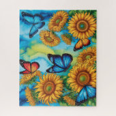 Schattige Vlinders Met Zonnebloemen Legpuzzel (Verticaal)