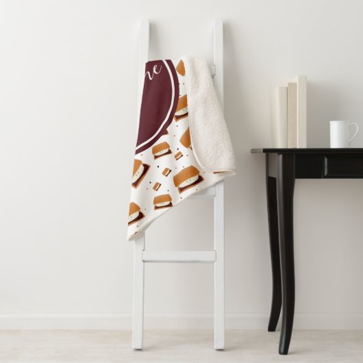 Schattige Voedsel Smore Monogram Naam Sherpa Deken (In situ)