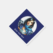 Schattige Voeg jouw tekst Coffee Lady toe Servet (Hoek)