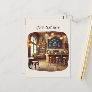 Schattige Voeg jouw tekst coffeeshop toe Briefkaart