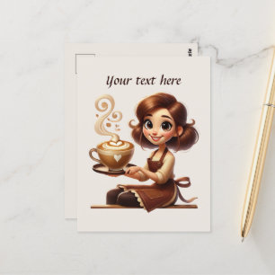 Schattige Voeg jouw tekst coffeeshop toe Briefkaart