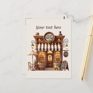 Schattige Voeg jouw tekst coffeeshop toe Briefkaart