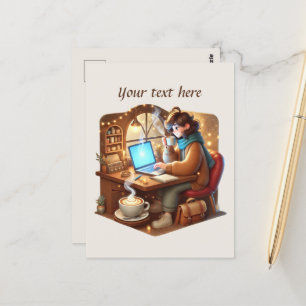 Schattige Voeg jouw tekst coffeeshop toe Briefkaart