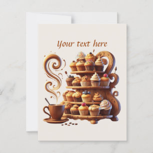 Schattige Voeg jouw tekst coffeeshop toe Briefkaart