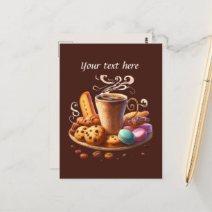 Schattige Voeg jouw tekst coffeeshop toe Briefkaart