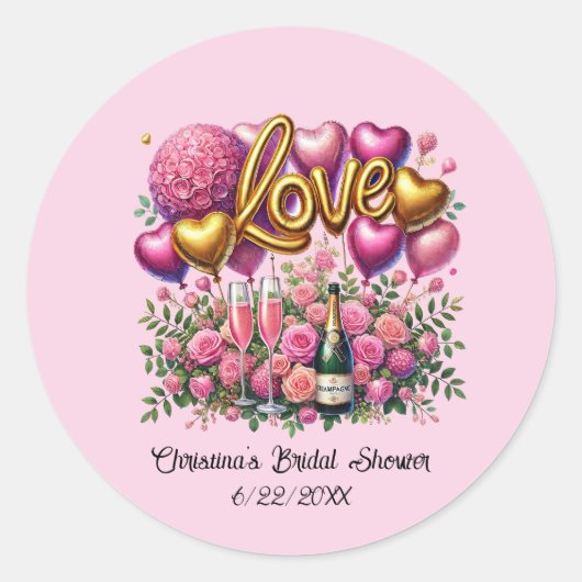 Schattige voeg naam datum Bruidsbruiloft Ronde Sticker (Voorkant)