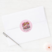 Schattige voeg naam datum Bruidsbruiloft Ronde Sticker (Envelop)