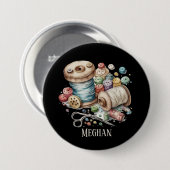 Schattige Voeg naam naailiefhebbers Ronde Button 7,6 Cm (Voorkant /achterkant)