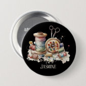 Schattige Voeg naam naailiefhebbers Ronde Button 7,6 Cm (Voorkant /achterkant)