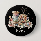 Schattige Voeg naam naailiefhebbers Ronde Button 7,6 Cm (Voorkant)