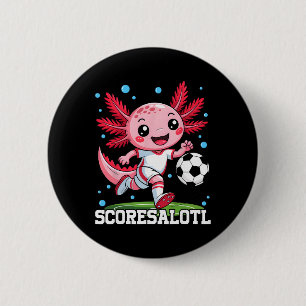 Schattige Voetbal Axolotl Grappige Scoresalotl Xol Ronde Button 5,7 Cm