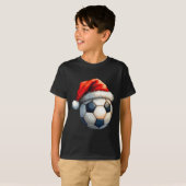 Schattige Voetbal Bal Kerstmis Kerstman Hoed Grapp T-shirt (Voorkant volledig)