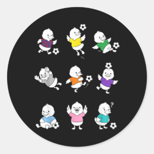 Schattige Voetbal Eend Cartoon Grappig Voetbal Die Ronde Sticker