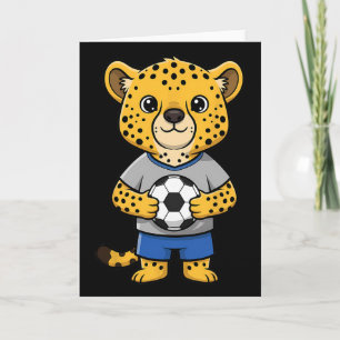 Schattige Voetbal Jachtluipaard Voetbal Speler Die Kaart