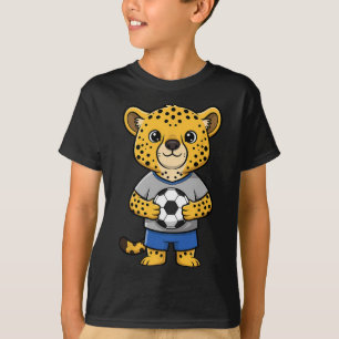 Schattige Voetbal Jachtluipaard Voetbal Speler Die T-shirt