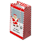 Schattige Voetbal Kerst Kleine Gift Bag Klein Cadeauzakje (Achterkant Gekanteld)