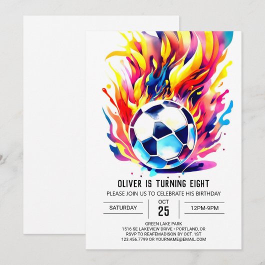 Schattige Voetbal Kinder bewerkbare Verjaardag Kaart (Voorkant / Achterkant)