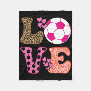 Schattige Voetbal Liefde Met Harten En Luipaardpri Fleece Deken