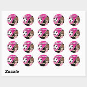 Schattige Voetbal Meisje Speler - Roze Ronde Sticker (Vel)